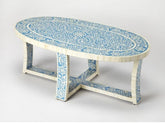 Maaya Bone Inlay Coffee Table Blue White Floral Pattren